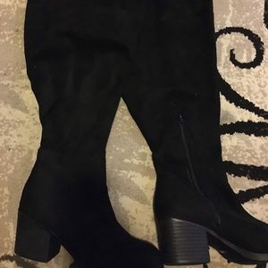 Black suede wide calf over the knee boots size 11